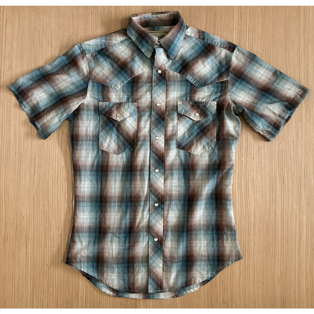 Wrangler Men's Size S Short Sleeve Check Button Up Snap Button Western Shirt